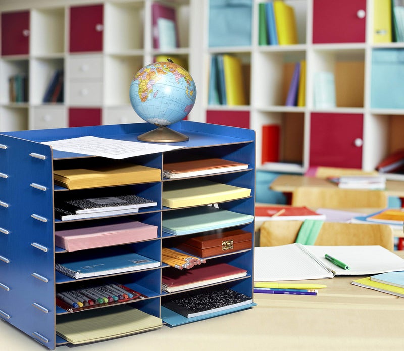 AdirOffice Adir Wood Paper Storage Organizer - Construction Paper Storage - Vertical File Mail Sorter - A Stylish Look for Home, Office, Classroom and More - Wood Grain (12 Compartment) - Image 2